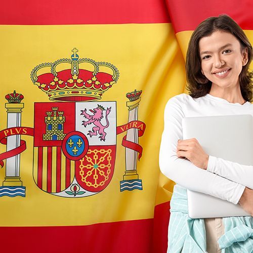 Frau mit Spanischflagge